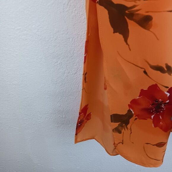 Indulgence Floral.print orange open side Maxi skirt size 2X - Picture 4 of 5